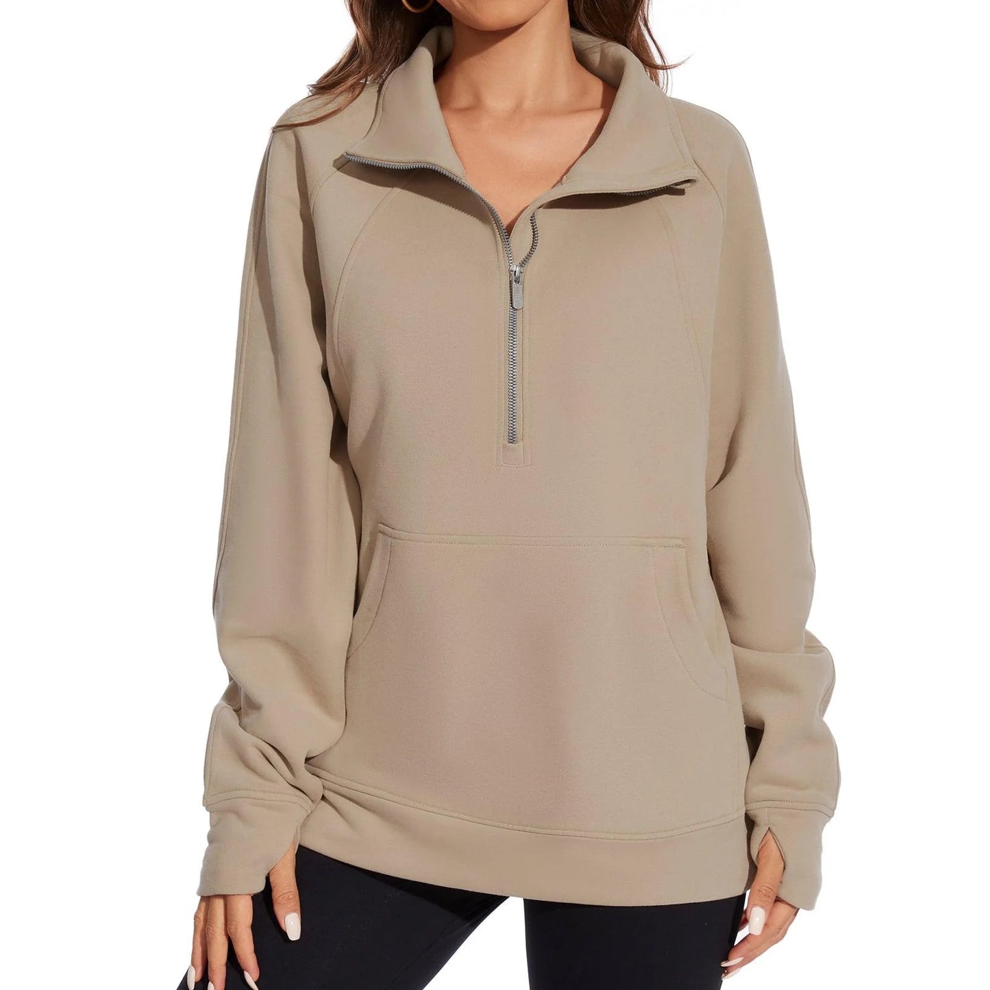 Women’s Oversized Half Zip Fleece Sweatshirts